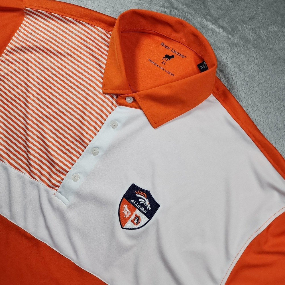 Denver Broncos Polo Shirt Mens XL‎ Orange Horn Legend NFL Football Colorblock